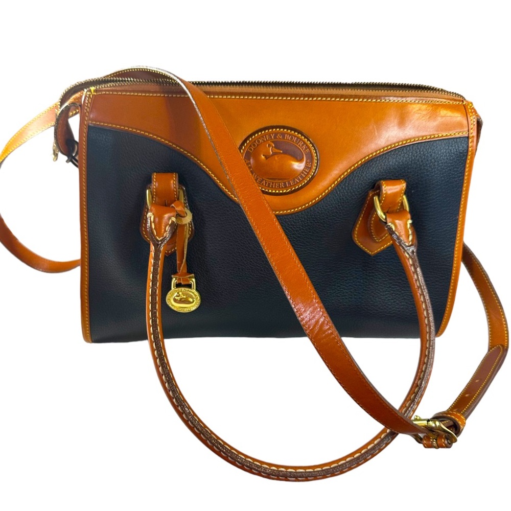 DOONEY & BOURKE Vintage Black With Brown Trim Satchel.